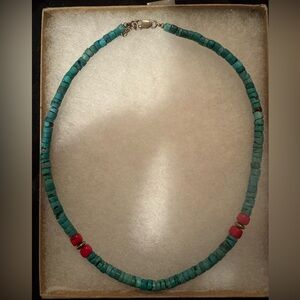 Turquoise/Red Stone Necklace